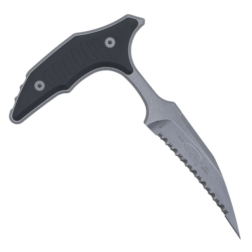 Microtech Bee Push Dagger, Black G10 / Fully Serrated Apocalyptic Stonewash M390 - 218-12APGTBKS