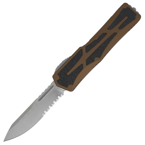 Heretic Colossus Drop Point, Root Beer Aluminum /Partially Serrated Stonewash CPM Magnacut - H039-2B-RB