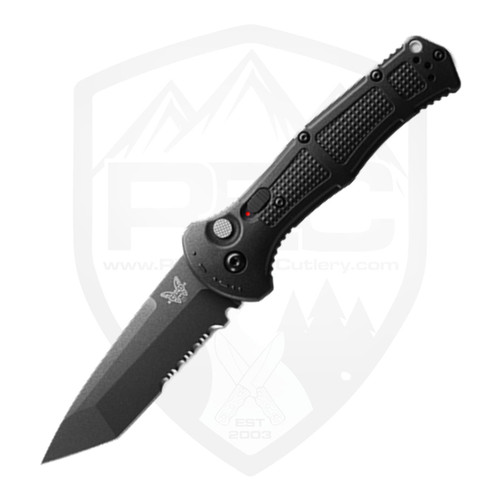 Benchmade Claymore Auto Tanto Black, Partial Serration Black CPM-D2 - 9071SBK