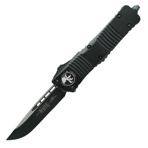 Microtech Combat Troodon Tactical Drop Point, Black Aluminum / Black Cerakote - 143-1T