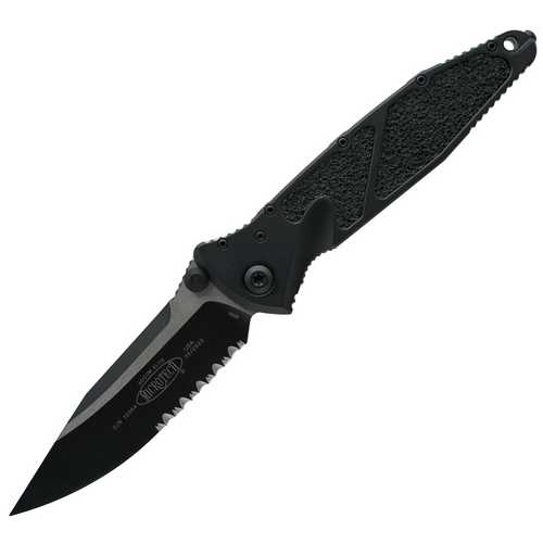 Microtech SOCOM Elite Manual Drop Point Tactical, Black Aluminum / Black Partially Serrated M390 - 160-2T