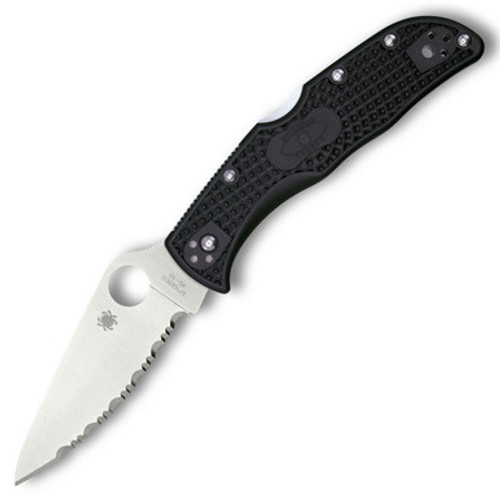 Spyderco Endela, Black FRN / Satin VG-10, Serrated - C243SBK