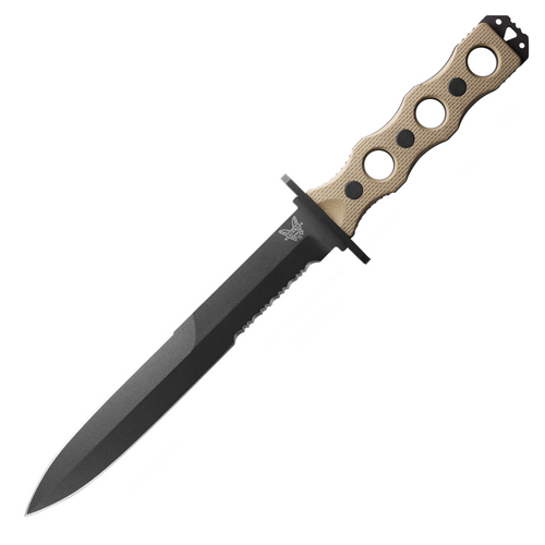 Benchmade SOCP Fixed Blade, Tan G10 / Black Partially Serrated CPM 3V - 185SBK-1
