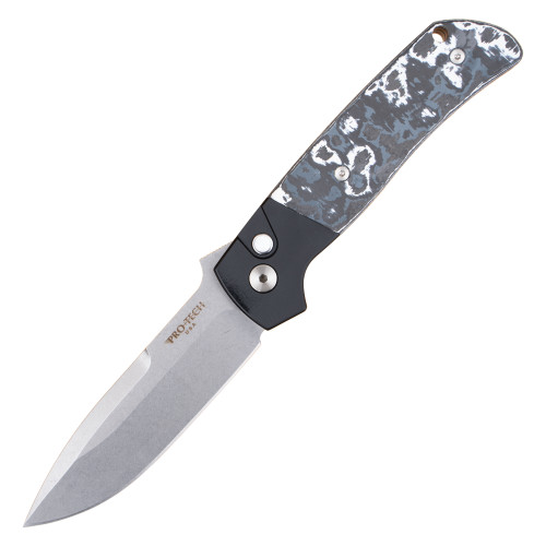 Pro-Tech ATCF, Black Aluminum w/ FatCarbon White Storm Inlays / Stonewash CPM-Magnacut - BT2731-WS