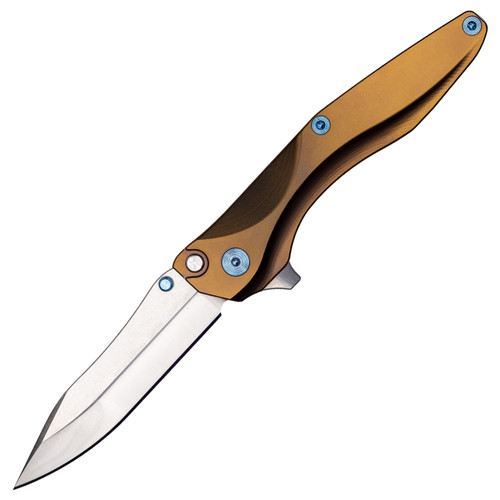 Chapman Lake Knives CLK-2D, Oiled Bronze Ano w/ Denim Blue Hardware