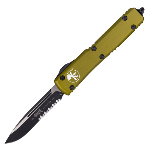 Microtech Ultratech Drop Point, OD Green Aluminum / Partially Serrated Black M390 - 121-2OD