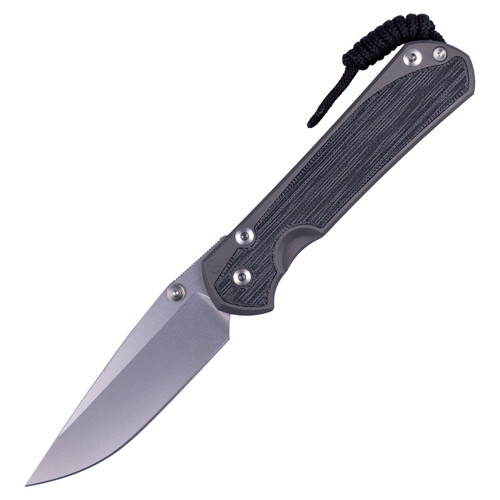 Chris Reeve Knives Large Sebenza 31 Drop Point Glass Blasted Black Micarta, Stonewash MagnaCut - L31-1652
