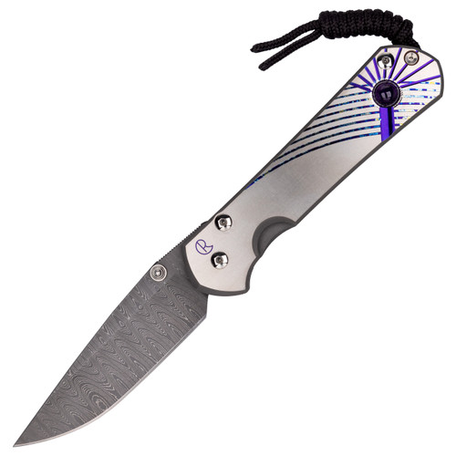 Chris Reeve Large Sebenza 31 Drop Point, Unique Graphic Cobachon Amethyst / Ladder Damascus - L31-1412 #1