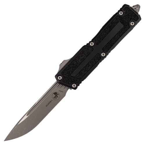 Microtech Scarab II Proof Run Single Edge, Black Aluminum, Grip Inlay / Apocalyptic M390MK - 1278-10AP-PR