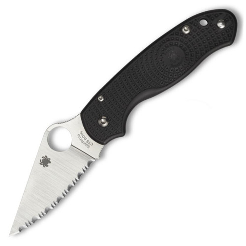 Spyderco Para 3 Lightweight, Black FRN / Stonewash Fully CTS-BD1N, Serrated - C223SBK