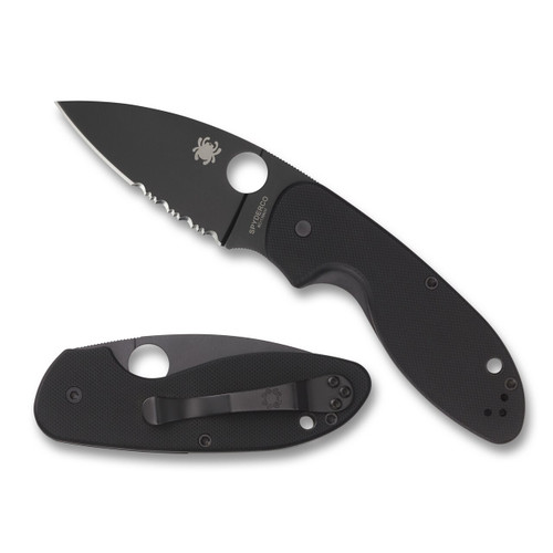 Spyderco Efficient, Black G-10 / Black Oxide 8Cr13MoV, Partially Serrated - C216GPSBBK