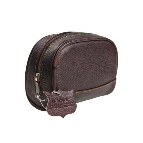 Parker TBSM Small Brown Leather Dopp Kit Toiletry Bag