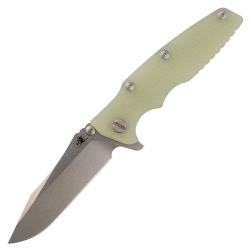 Rick Hinderer Knives Eklipse 3.5" Spearpoint Stonewash Translucent Green G10, Stonewash S45VN