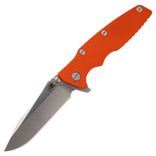 Rick Hinderer Knives Eklipse 3.5" Spearpoint Stonewash Bronze Orange G10, Stonewash S45VN