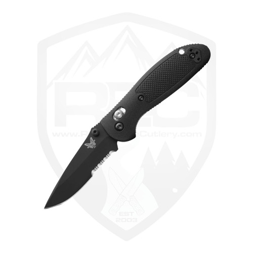 Benchmade Mini Griptilian Black Grivory, Black Partial Serration S30V - 556SBK-S30V