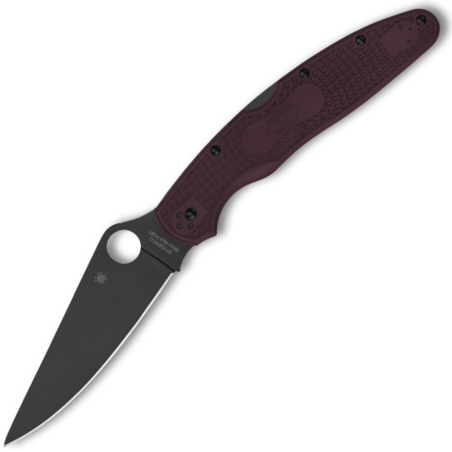 Spyderco SPRINT RUN Police 4 Lightweight Burgundy, Black Micro-Melt PD#1 - C07BGBKP4