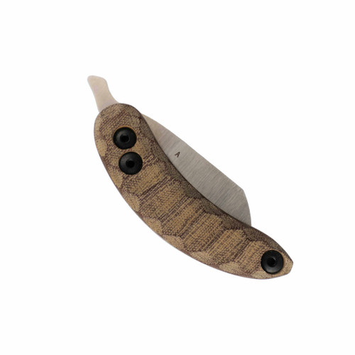 Woods Monkey Banana Peel Folder 3/8" Rustic Brown Micarta Mountain Texture, Flat Grind Wharncliffe A2