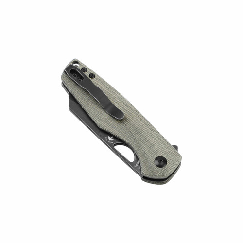 Kizer Sparrow: OD green Micarta handle, black stonewashed 154CM sheepsfoot blade. Liner lock folding knife. Ergonomic design with multiple deployment options.