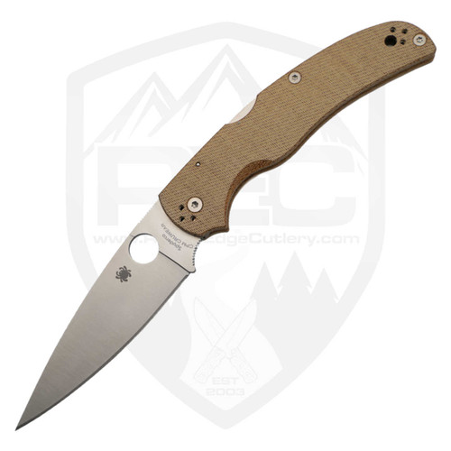 Spyderco Military 2 Brown Canvas Micarta / Satin Cru-Wear - C36MPCW2