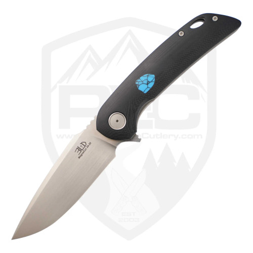 3LegDog Knives Custom W5 Standard Harpoon Black G10 with Blue Recon Stone Shield, Hand Satin MagnaCut - #24-20