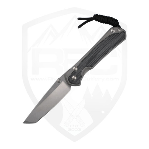 Chris Reeve Knives Small Sebenza 31 Tanto Glass Blasted Black Canvas Micarta, Stonewash MagnaCut - S31-1232