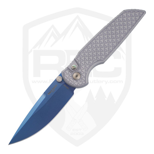 ProTech TR-3 Integrity Manual Relic Texture Battle Worn Grey Aluminum, Sapphire Blue S35VN