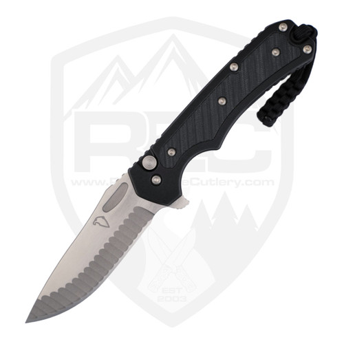 Freeman Outdoor Gear 451 Button Lock Flipper Black Flat Aluminum with Black G10, Blast and Satin MagnaCut