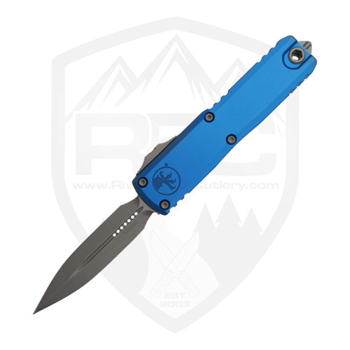たけたけ Microtech UTX-85 Gen 3 ZBP Double Edge OD Aluminum, Stonewash