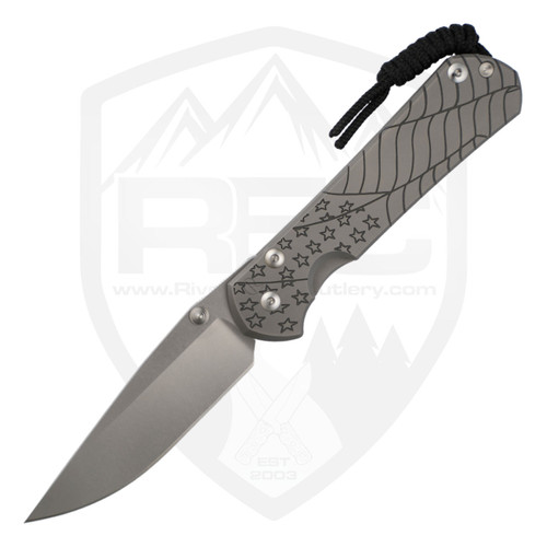 Chris Reeve Knives Large Sebenza 31 Glass Blasted Forever Flag CGG, Stonewash MagnaCut - L31-1690