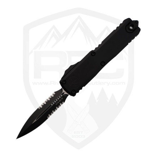 Microtech UTX-85 Gen IV Double Edge Partial Serrated Black Aluminum, Black M390MK - 12324-2T