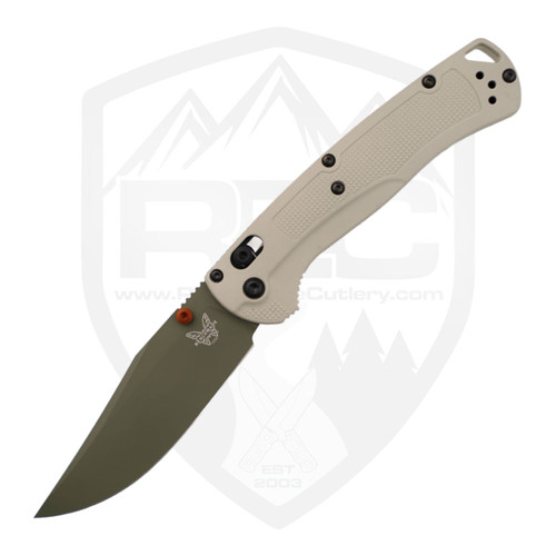Benchmade Taggedout Deep Olive Grivory Handles, Tan Cerakote Elmax
