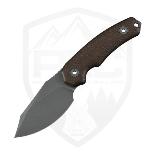 Kunwu Stiffy D Fixed Blade Brown Burlap Micarta Stonewash Vanadis 4 - F706BR-1