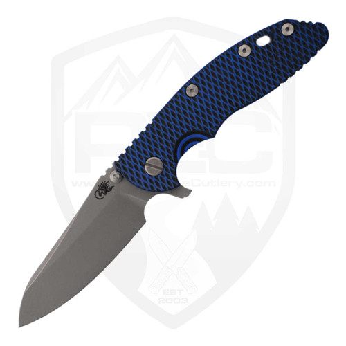 Hinderer Knives XM-18 3.5" Sheepsfoot Battle Blue Ti, Blue/Black G10, Working Finish S45VN