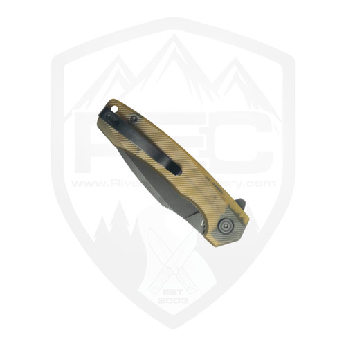 Kubey Calyce Linerlock Flipper, Red G10, Black Stonewash 14C28N