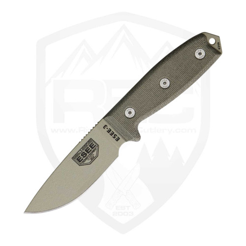 ESEE Model 3 OD Green Micarta, Desert Tan 1095HC - 3PDT
