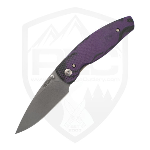 TRM Neutron 2 Linerlock, 3D Contoured Concord Grape Burl G10, Stonewash MagnaCut