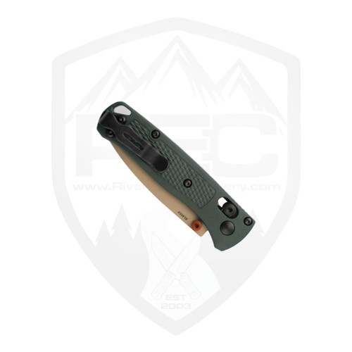 Benchmade Taggedout Tan Grivory Handles, Green Cerakote Elmax