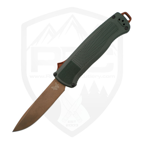 Benchmade Shootout Drop Point, Taiga Green Grivory, FDE Battlewash Z-Wear - 5371FE-2601