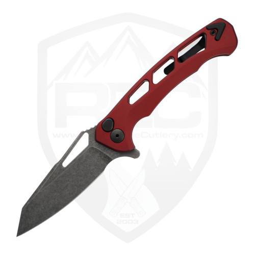 Dead Reckon Knives Ridgeback Integral, Reverse Tanto Red Aluminum, Dark Stonewash Magnacut
