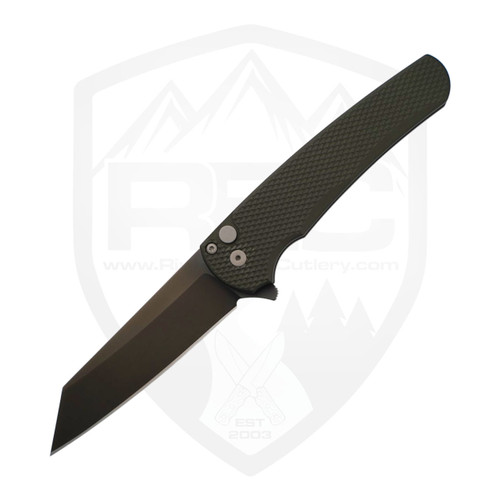 ProTech Malibu Reverse Tanto, Textured Green Aluminum, Smokey Grey Magnacut - 5406-SG Green