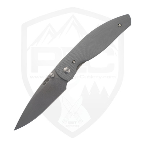 TRM Atom, 3D Contoured Lizard Skin Slate Gray G10, Stonewashed Magnacut - DLR-ATM-G10-LS