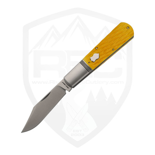 Jack Wolf Knives Gateway Barlow Yellow Jigged Bone, Satin 14C28N