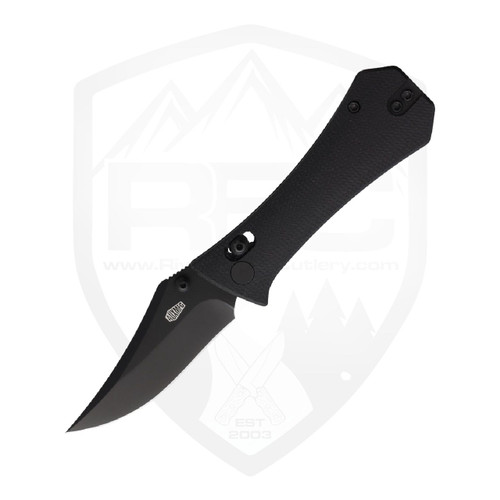 Aux Mfg Pocket Bowie Crossbar Lock, Black Micarta, Black 14C28N - 004BLK