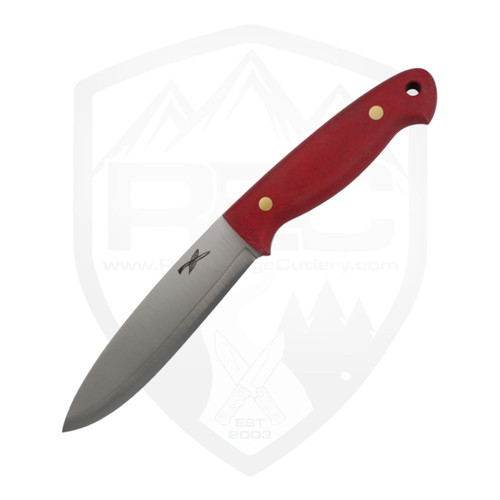 Lt Wright Shemanese Companion Scandi AEB-L, Red Linen Micarta, Leather Belt Sheath