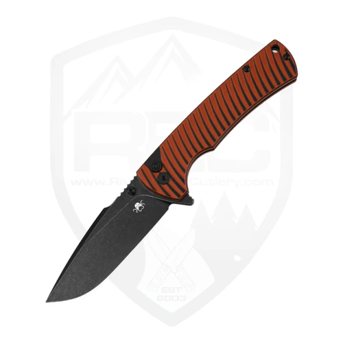 Klaken Breakline Flipper Button Lock, Orange G10, Black Stonewash D2- J394ORG