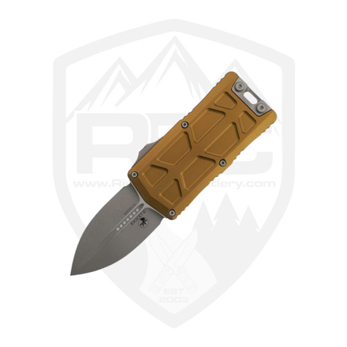 Microtech Exocet Gen II D/E, Tan Aluminum, Apocalyptic M390MK - 1157-10APTA