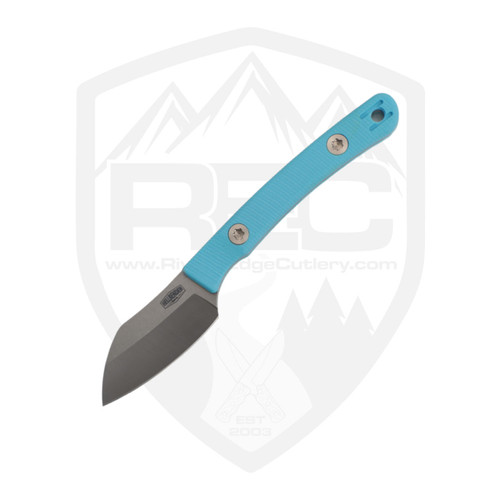 Hellbender Blade Co Newt, Tiffany Blue G10, Satin Magnacut, Leather Sheath