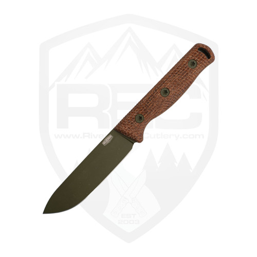 Hellbender Blade Co Mudpup 4, Burlap Micarta, OD Green Magnacut