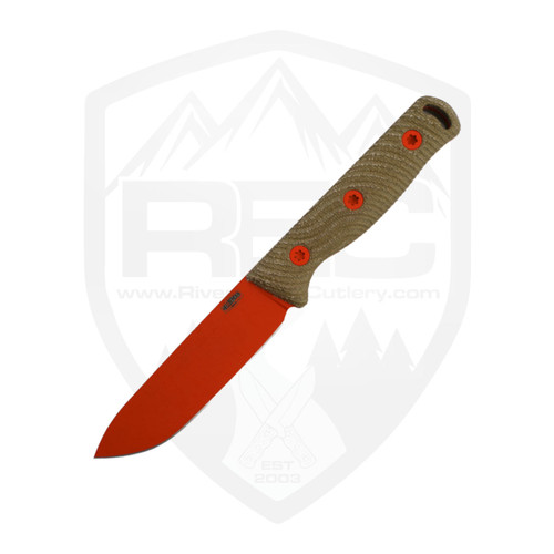 Hellbender Blade Co Mudpup 4, OD Green Micarta, Orange Magnacut