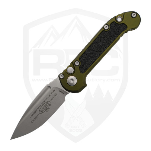 Microtech LUDT Gen 3 Drop Point, OD Green Aluminum, Stonewash M390MK - 1135-10OD